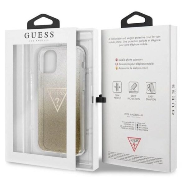 Guess GUHCN65SGTLGO iPhone 11 Pro Max arany kemény tok Glitter Triangle telefontok