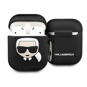 Karl Lagerfeld KLACCSILKHBK AirPods tok czarny / fekete Szilikon Ikonik tok