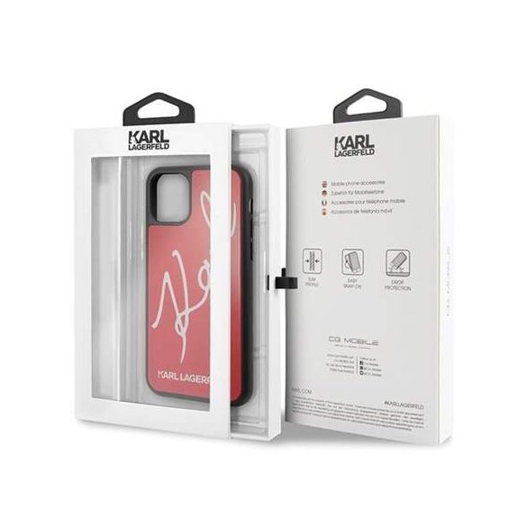 Karl Lagerfeld KLHCN65DLKSRE iPhone Pro Max 11 piros csillogó Hardcase Signature telefon tok telefontok