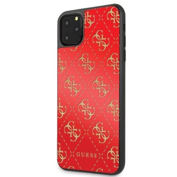 Guess GUHCN654GGPRE iPhone 11 Pro Max piros kemény tok 4G kétrétegű Glitter telefontok