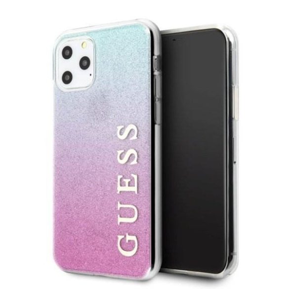 Guess GUHCN65PCUGLPBL iPhone 11 Pro Max rózsaszín-kék kemény tok Glitter Gradient telefontok