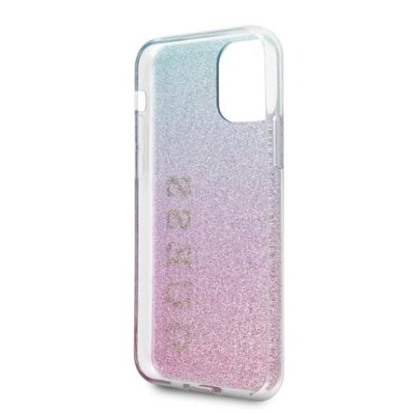 Guess GUHCN65PCUGLPBL iPhone 11 Pro Max rózsaszín-kék kemény tok Glitter Gradient telefontok