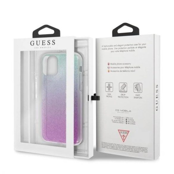 Guess GUHCN65PCUGLPBL iPhone 11 Pro Max rózsaszín-kék kemény tok Glitter Gradient telefontok