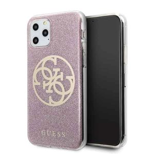 Guess GUHCN58PCUGLPI 4G Circle Glitter keménytok iPhone 11 Pro - rózsaszín