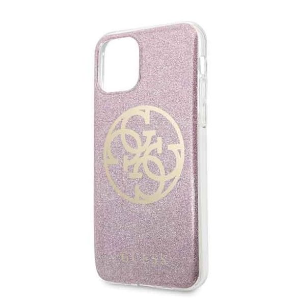 Guess GUHCN58PCUGLPI 4G Circle Glitter keménytok iPhone 11 Pro - rózsaszín