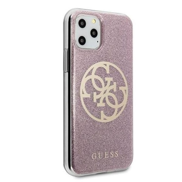 Guess GUHCN65PCUGLPI iPhone 11 Pro Max rózsaszín kemény tok 4G Kör Glitter telefontok