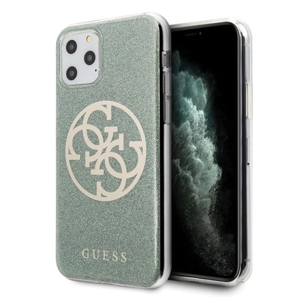 Guess GUHCN65PCUGLKA 4G Circle Glitter keménytok iPhone 11 Pro Max - khaki