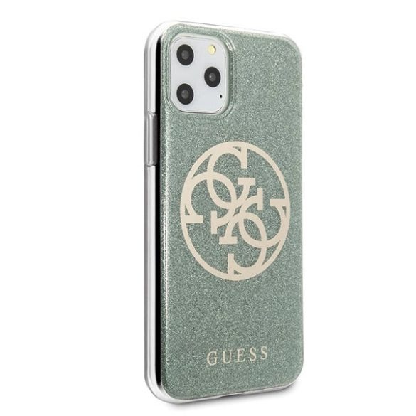 Guess GUHCN65PCUGLKA 4G Circle Glitter keménytok iPhone 11 Pro Max - khaki