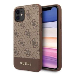 Guess GUHCN61G4GLBR iPhone 11 barna kemény tok 4G Stripe Collection telefontok