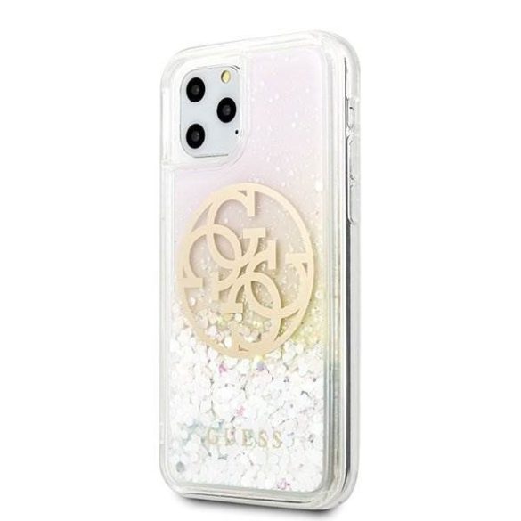 Guess GUHCN58LGIRGP iPhone 11 Pro kemény tok Gradient Liquid Glitter Circle Logo telefontok