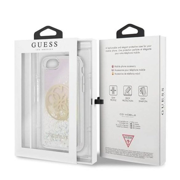 Guess GUHCI8LGIRGP iPhone 7/8 / SE 2020 kemény tok Liquid Glitter 4G kör telefontok