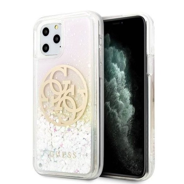 Guess GUHCN65LGIRGP iPhone 11 Pro Max kemény tok Gradient Liquid Glitter Circle Logo telefontok