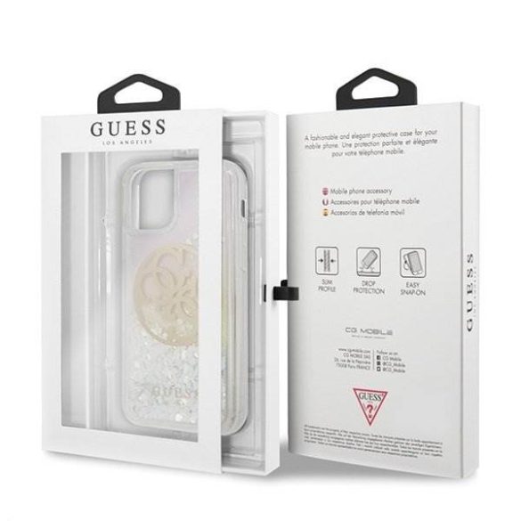 Guess GUHCN65LGIRGP iPhone 11 Pro Max kemény tok Gradient Liquid Glitter Circle Logo telefontok