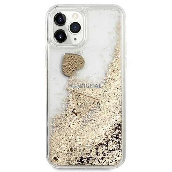 Guess GUOHCN58GLHFLGO iPhone 11 Pro arany / arany kemény tok csillámos Charms