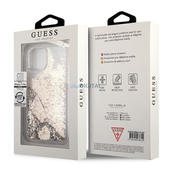 Guess GUOHCN58GLHFLGO iPhone 11 Pro arany / arany kemény tok csillámos Charms