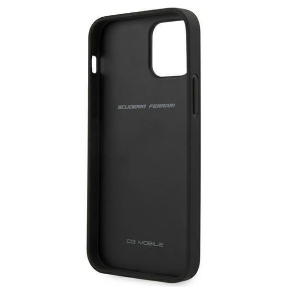 Ferrari FEOMSHCP12LBK iPhone 12 Pro Max fekete kemény tok Off Track Leather Nylon Stripe