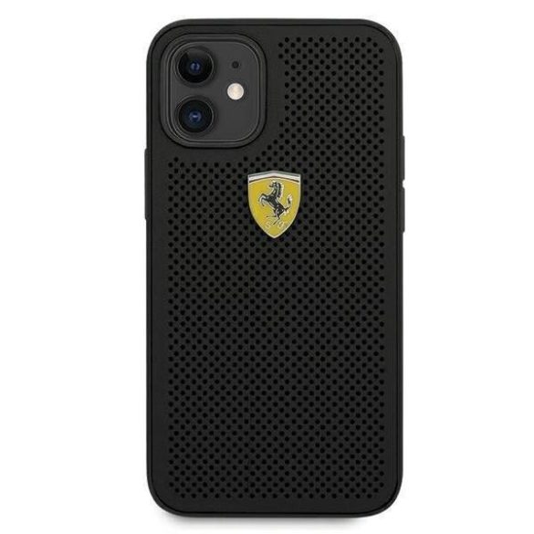 Ferrari FESPEHCP12SBK iPhone 12 mini fekete kemény tok On Track Perforált telefontok