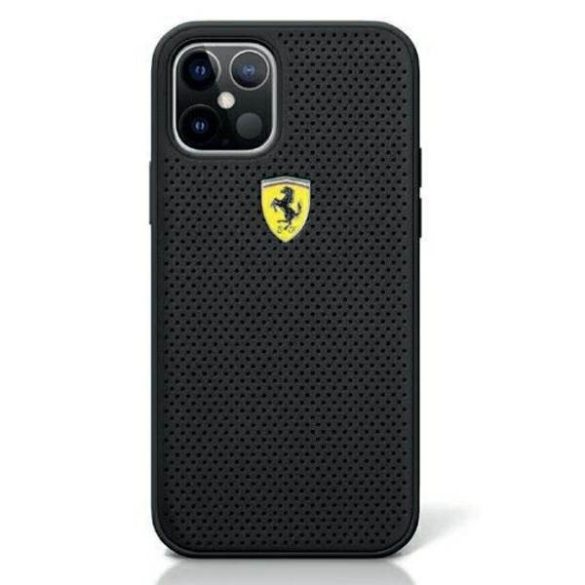 Ferrari FESPEHCP12MBK iPhone 12 Pro / iPhone 12 fekete kemény tok On Track Perforált telefontok