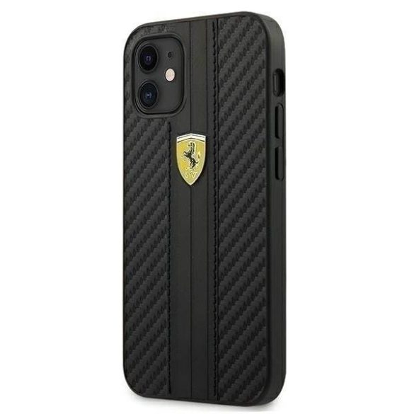 Ferrari iPhone FESNECHCP12SBK 12 mini 5.4 fekete PU tok On Track Carbon telefontok