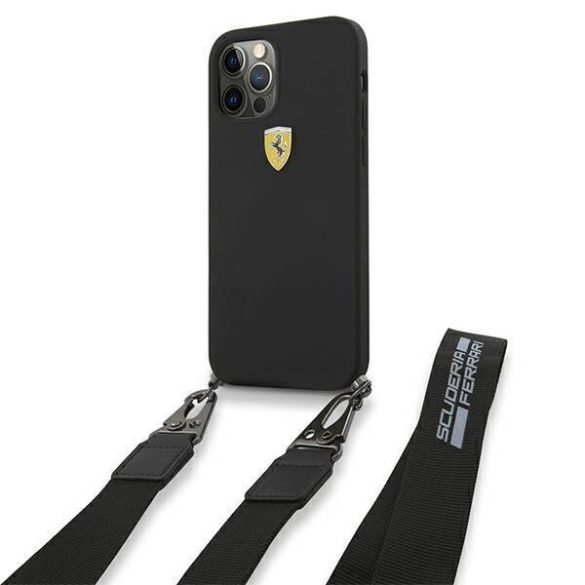 Ferrari frestrahcp12mbk iPhone 12 / iPhone 12 Pro 6,1 "fekete handtok a pálya szilikonon