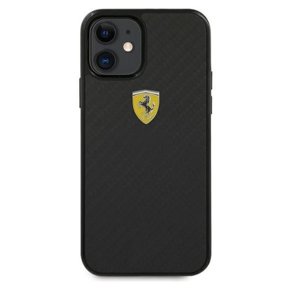 Ferrari FERCAHCP12SBK iPhone 12 mini 5,4" fekete kemény tok On Track Valódi Carbon telefontok