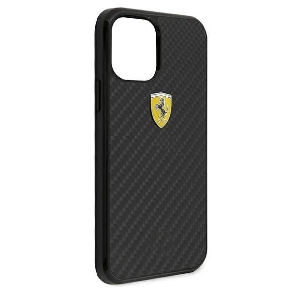 Ferrari FERCAHCP12SBK iPhone 12 mini 5,4" fekete kemény tok On Track Valódi Carbon telefontok