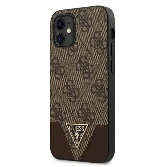 Guess GUHCP12SPU4GHBR 4G Triangle Collection keménytok iPhone 12 mini - barna