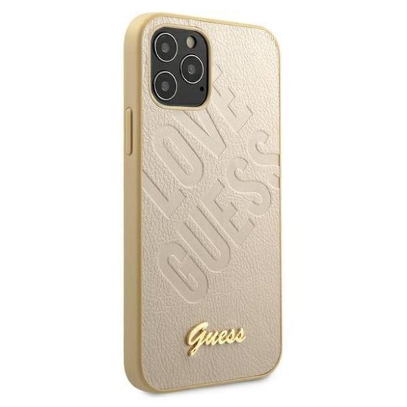 Guess GUHCP12LPUILGLG iPhone 12 Pro Max 6,7" arany tok Színjátszó Szerelem Script Arany Logo telefontok