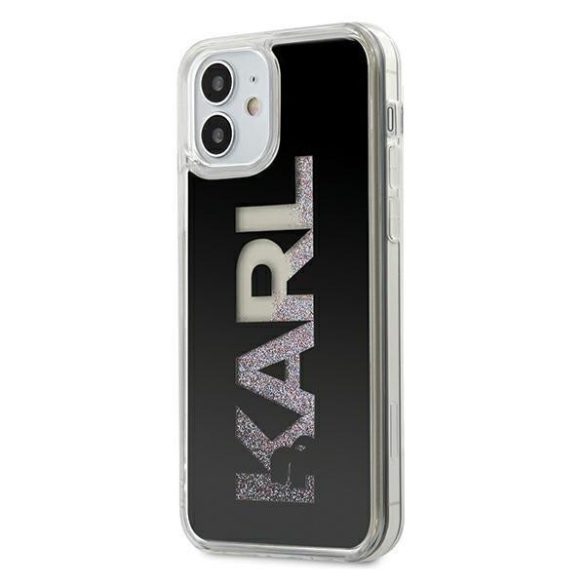 Karl Lagerfeld KLHCP12SKLMLBK iPhone 12 mini 5,4" fekete kemény tok Karl Logo csillámos telefontok