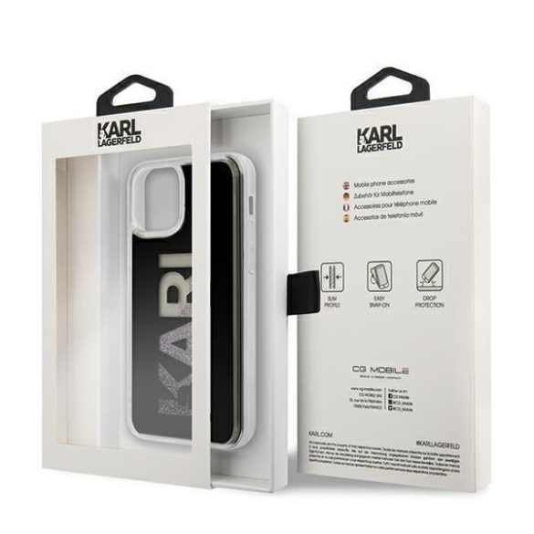 Karl Lagerfeld KLHCP12SKLMLBK iPhone 12 mini 5,4" fekete kemény tok Karl Logo csillámos telefontok