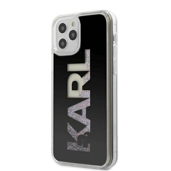 Karl Lagerfeld KLHCP12LKLMLBK iPhone 12 6,7" Pro Max fekete kemény tok Karl Logo Glitter telefontok