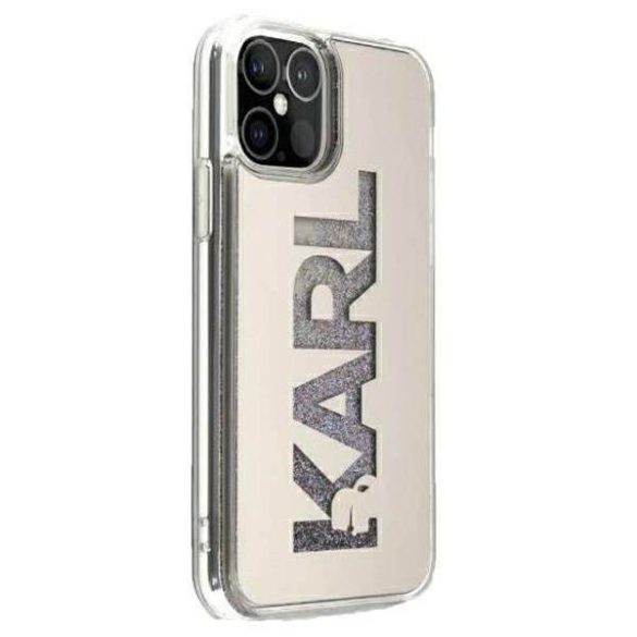 Karl Lagerfeld KLHCP12LKLMLGR iPhone 12 6,7" Pro Max ezüst tok Mirror Folyékony Glitter Karl telefontok