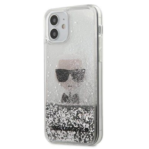 Karl Lagerfeld KLHCP12SGLIKSL iPhone 12 mini ezüst tok Ikonik Liquid Glitter telefontok