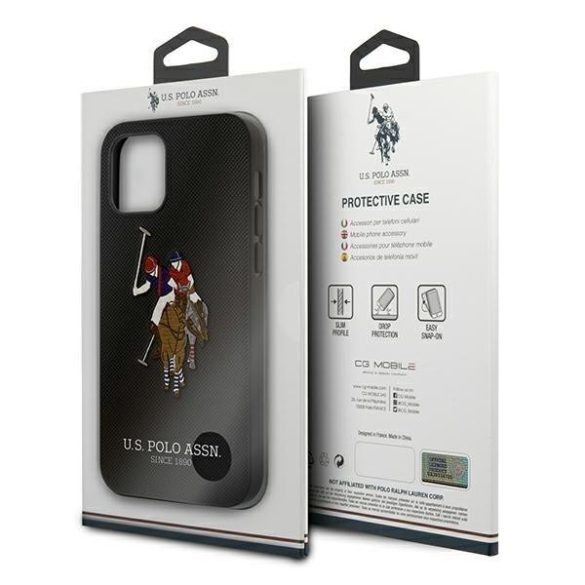 US Polo USHCP12MPUGFLBK iPhone 12 / iPhone 12 Pro 6,1" fekete Polo Embroidery Collection telefontok