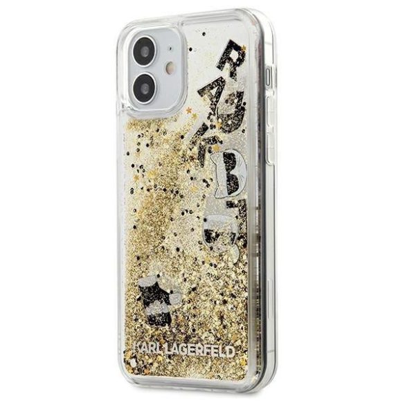 Karl Lagerfeld KLHCP12SROGO iPhone 12 mini 5,4" arany tok csillámos Charms telefontok