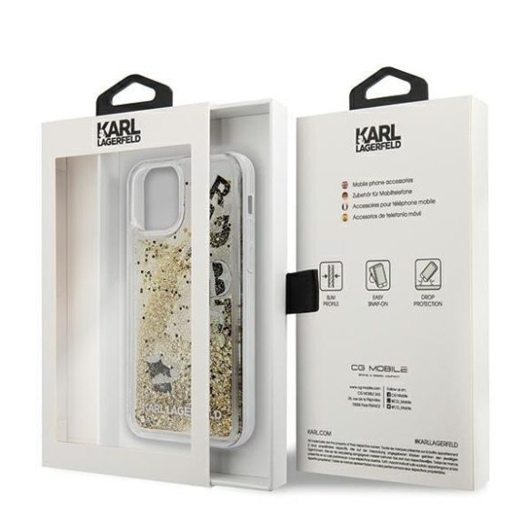 Karl Lagerfeld KLHCP12SROGO iPhone 12 mini 5,4" arany tok csillámos Charms telefontok
