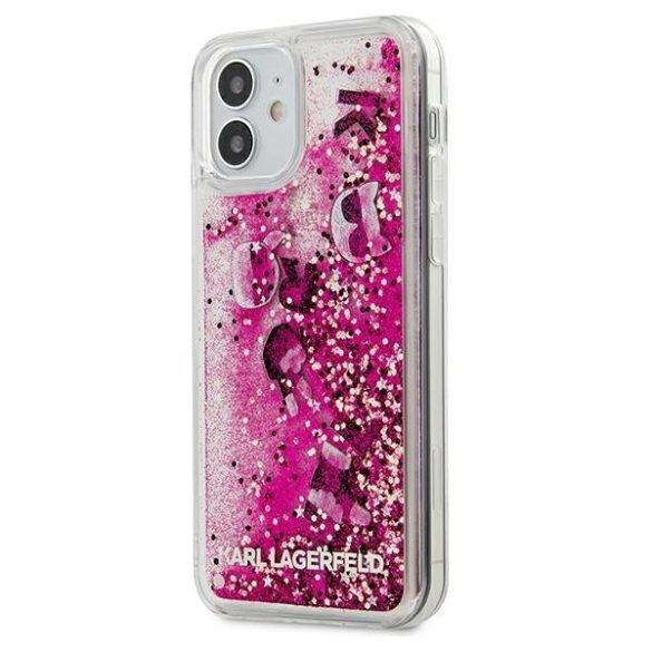 Karl Lagerfeld KLHCP12SROPI iPhone 12 mini 5,4" rózsaszín tok csillámos Charms telefontok