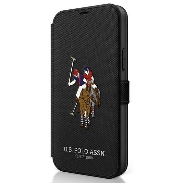 US Polo USFLBKP12SPUGFLBK iPhone 12 mini 5,4" fekete könyv Polo Embroidery Collection telefontok