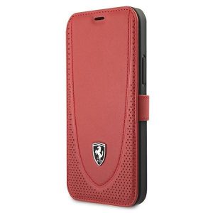 Ferrari FEOGOFLBKP12LRE iPhone 12 Pro Max 6,7" piros könyv Off Track Perforált telefontok