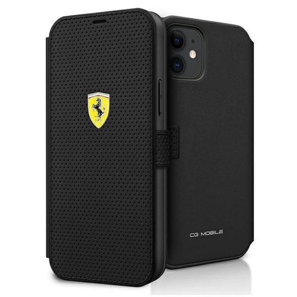 Ferrari FESPEFLBKP12SBK iPhone 12 mini 5,4" fekete könyv On Track Perforált telefontok