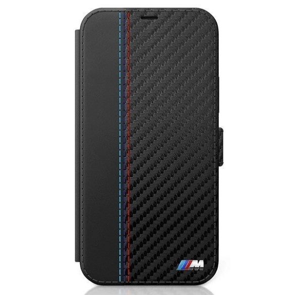 BMW BMFLBKP12SMCARBK iPhone 12 mini 5,4" fekete könyv M Kollekció PU Carbon Stripe telefontok