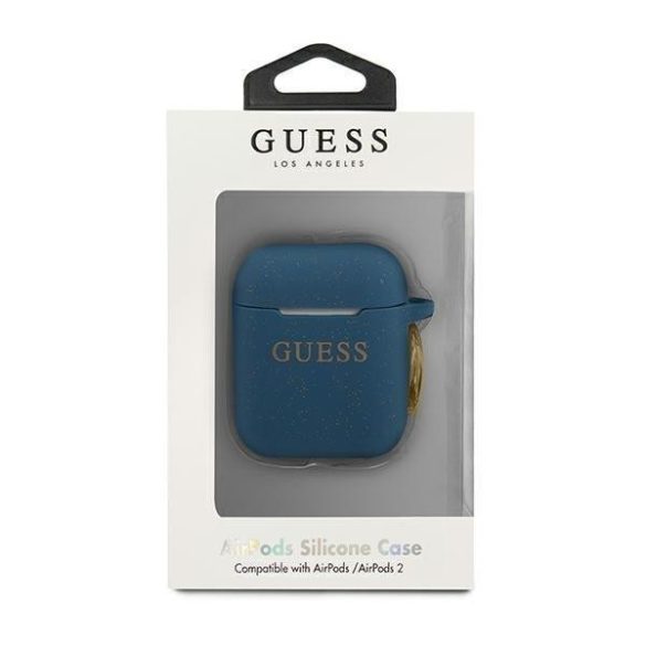 Guess GUACCSILGLBL AirPods telefontok kék szilikon csillámos