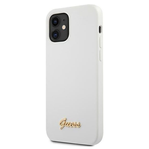 Guess GUHCP12SLSLMGWH iPhone 12 mini 5,4" fehér kemény tok Metal Logo Script telefontok