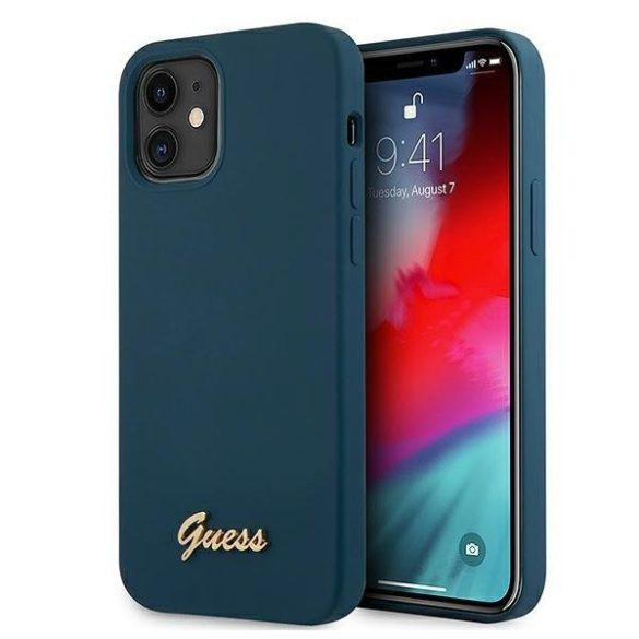 Guess GUHCP12SLSLMGBL iPhone 12 mini 5,4" kék tok Metal Logo Script telefontok