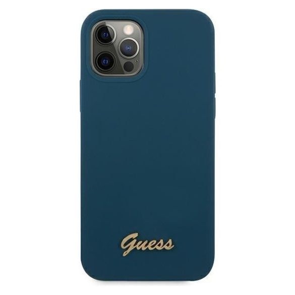 Guess GUHCP12LLSLMGBL iPhone 12 Pro Max 6,7" kék tok Metal Logo Script telefontok