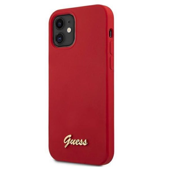 Guess GUHCP12SLSLMGRE iPhone 12 mini 5,4" piros tok Metal Logo Script telefontok