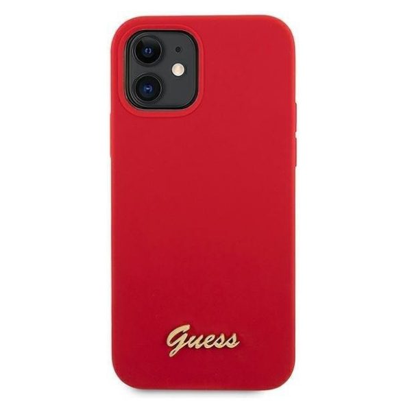 Guess GUHCP12SLSLMGRE iPhone 12 mini 5,4" piros tok Metal Logo Script telefontok