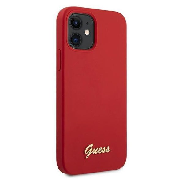 Guess GUHCP12SLSLMGRE iPhone 12 mini 5,4" piros tok Metal Logo Script telefontok