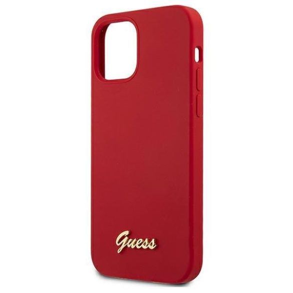 Guess GUHCP12SLSLMGRE iPhone 12 mini 5,4" piros tok Metal Logo Script telefontok