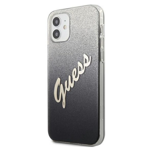 Guess GUHCP12SPCUGLSBK iPhone 12 mini 5,4" fekete kemény tok csillámos Gradient Script telefontok